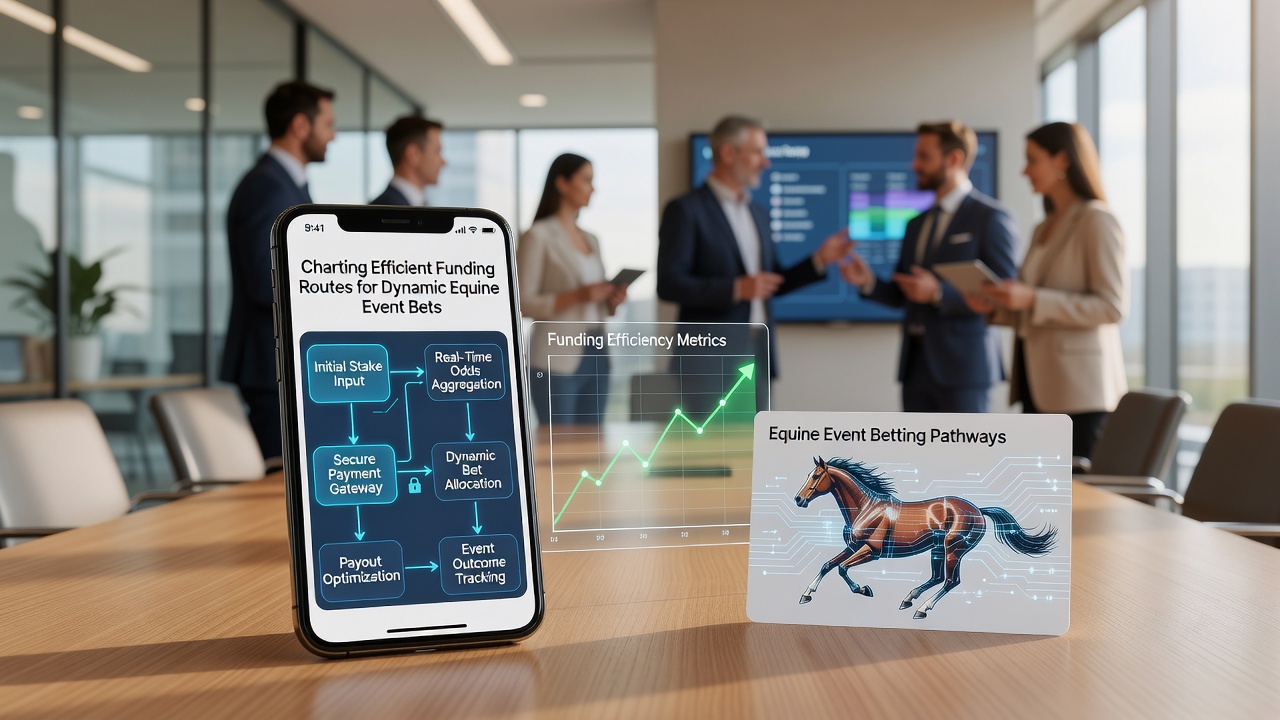 Infographic illustrating efficient funding pathways and transaction speeds for mobile horse racing bets