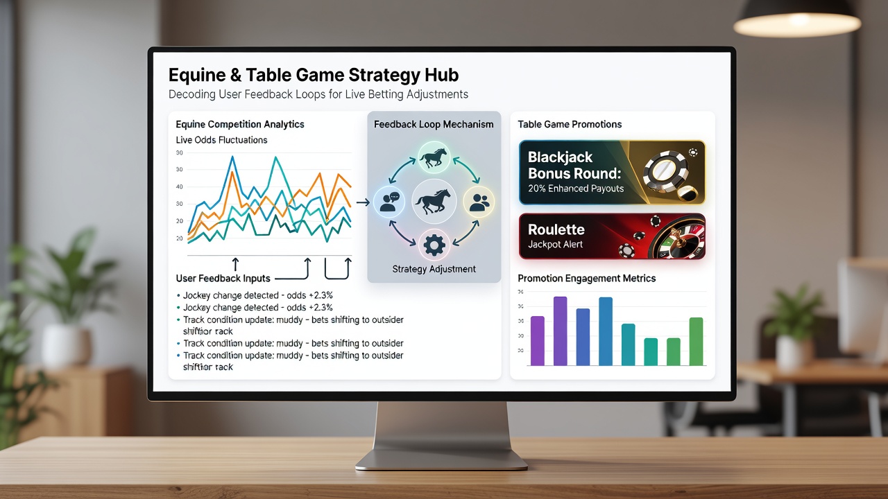 Mobile app interface showing live horse racing odds integrated with table game promotions and user feedback indicators
