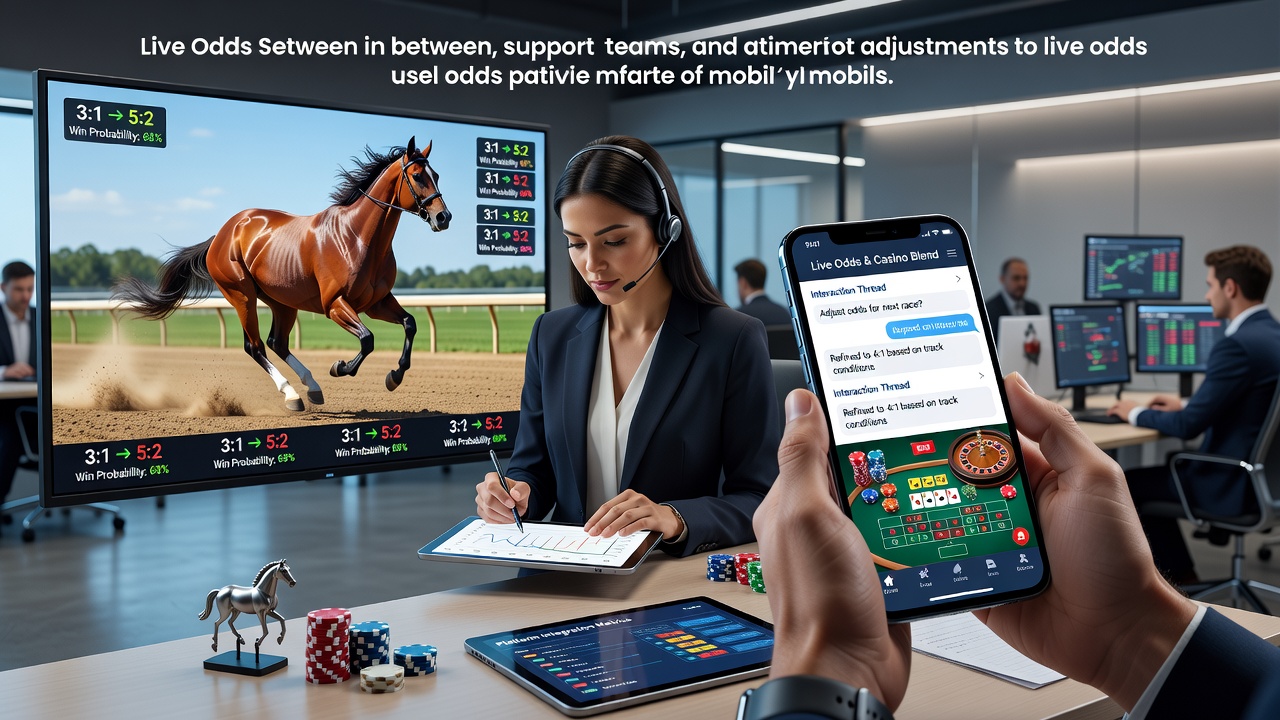 Support team reviewing user interaction threads on a mobile wagering dashboard that blends horse racing and casino table options