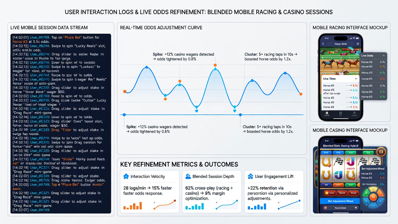 Dashboard view of aggregated user interaction data streams feeding into live odds calculation engines
