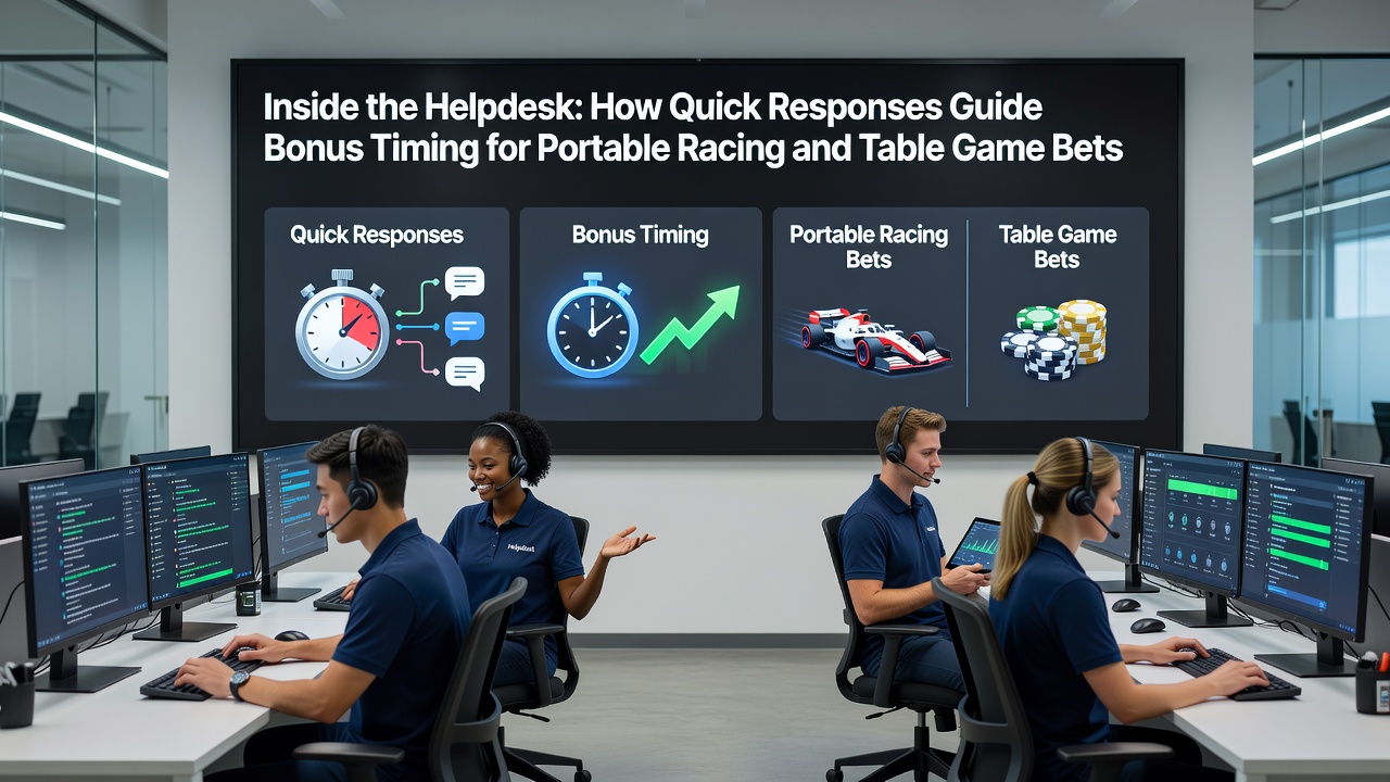 Helpdesk agents assisting users with bonus timing on mobile racing and table game platforms