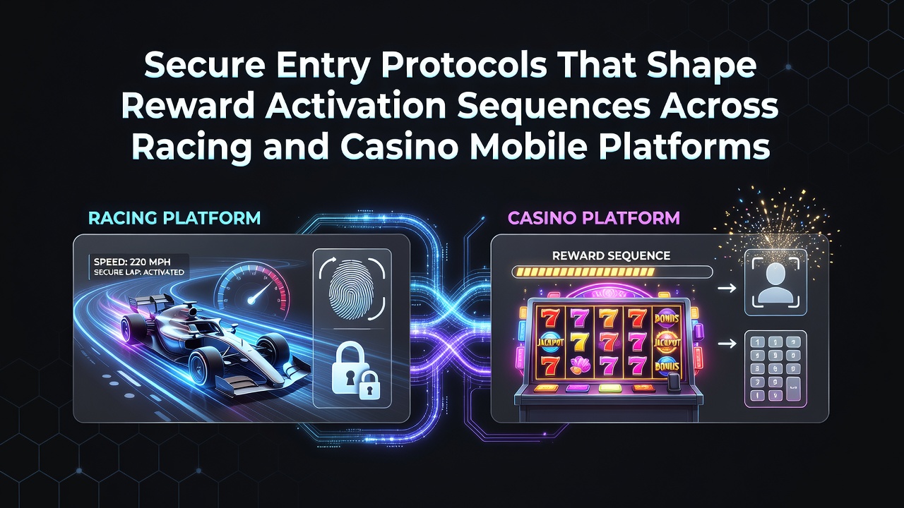 Mobile app interface showing secure login protocols for racing and casino reward activation