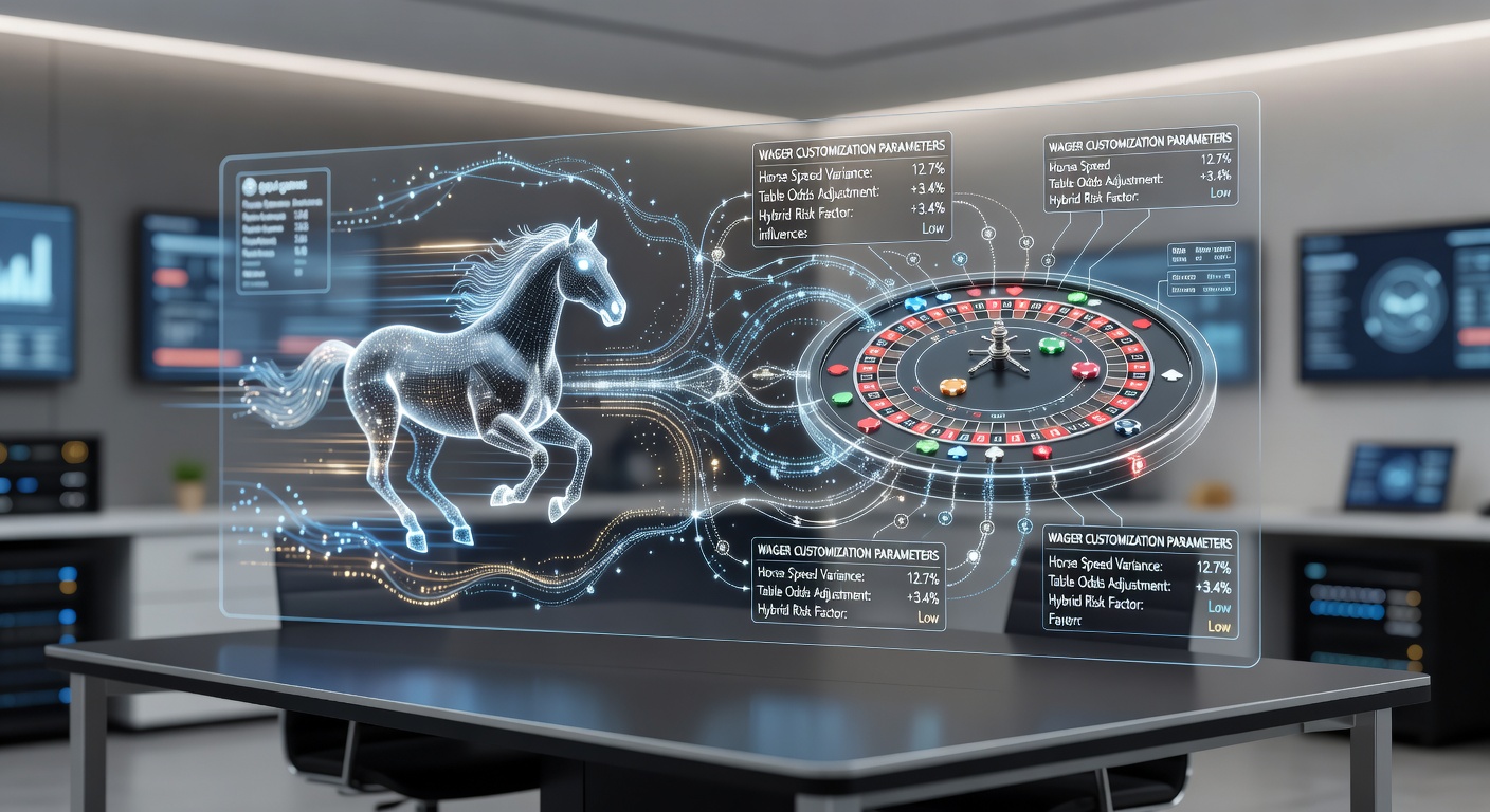 Algorithmic interfaces displaying customized wager options for horse racing and table game hybrids on mobile screens