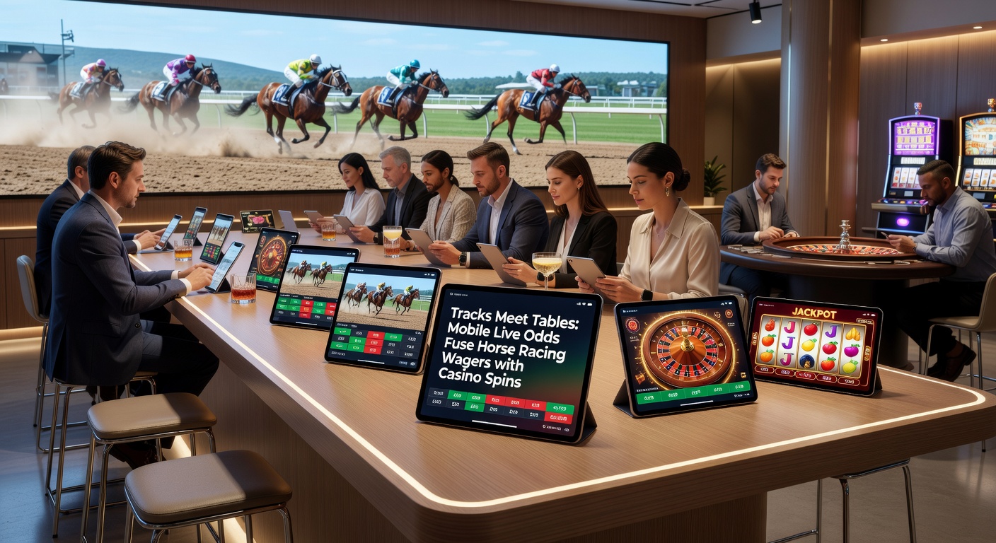 Close-up of a bet slip combining horse racing selections with live casino spin results on a smartphone, illustrating real-time wager integration